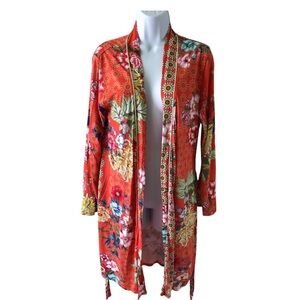 Johnny Was Whistle Floral Sleep Robe size XS with pockets and belt